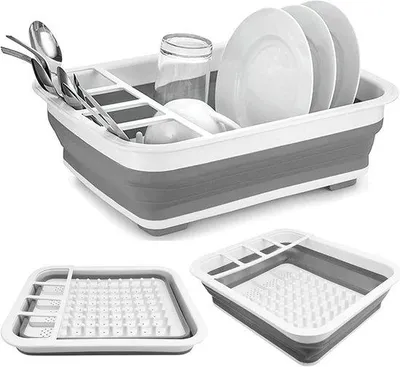 Produktbild von Ultiluxe Afdruiprek - Faltbares Camping Abwaschgestell - 36 x 31 x 5 cm - Küchenorganizer - Platzsparend - Grau/Weiß