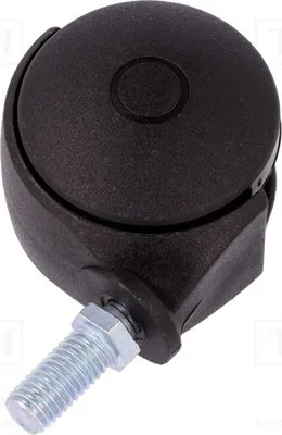 Imagen del producto de 1 ruedecilla para muebles, diámetro: 50 mm, altura: 53 mm, capacidad de carga: 40 kg. Material: JPN 050. Rosca: M10X15. Rueda giratoria, con eje