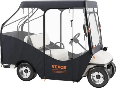 Productafbeelding van Golfkar-omhulsel, omhulsel van 420D polyester met transparante ramen aan alle vier zijden, geschikt voor 4 personen, universeel passend voor de meeste merken golfkarren. Zonwerende en stofbestendige buitenhoes voor golfkarren