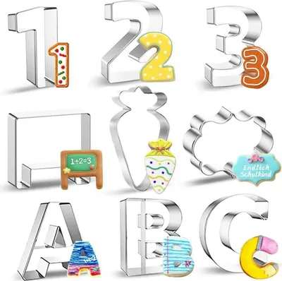 Immagine prodotto di Tagliabiscotti ABC in acciaio inossidabile da 9 pezzi 123 Tagliabiscotti