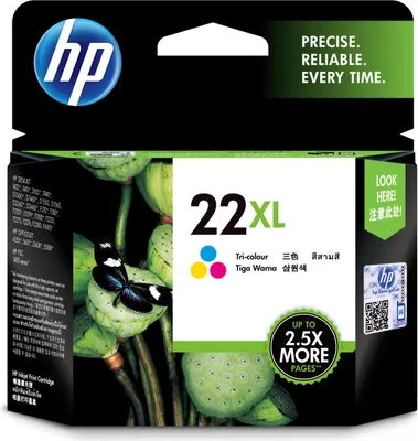 Produktbild von HP 22XL, Hohe (XL-) Ausbeute, Cyan, Magenta, Gelb, Tinte auf Farbstoffbasis, 11 ml, 1 Stück(e), 415 Seiten