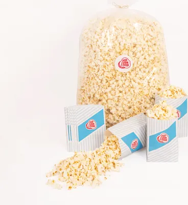 Produktbild von Popcorn Sack salzig 1,4 kg ca. 50L + 35 Stk. Popcorntüten S