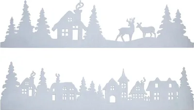 Image de Décor de fenêtre Paysage d'hiver (set de 2) - Ligne de maisons décoratives avec bandes adhésives 90 x 23 cm