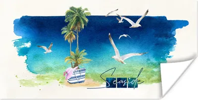 Produktbild von MuchoWow® Poster Strand - Vogel - Himmel 40x20 cm - Poster für die Wand - Poster Schlafzimmer