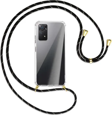 Produktbild von Handykette Backcover-Schutzhülle mit Band (Metall goldfarben) für Xiaomi Redmi Note 11 Pro 4G/5G (EU) - schwarz/gold