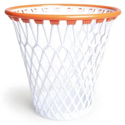 Imagen del producto de Contenedor de basura con forma de aro de baloncesto, 32x30 cm, plástico naranja y blanco