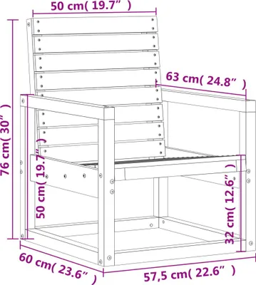 Produktbild von vidaXL Gartenstuhl 57,5x63x76 cm Massivholz Kiefer