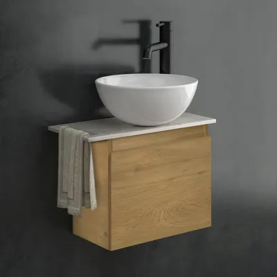 Produktbild von Alpenberger Badmöbel-Set Waschtisch mit Unterschrank & Keramikplatte 55-100 cm, Nano-Becken