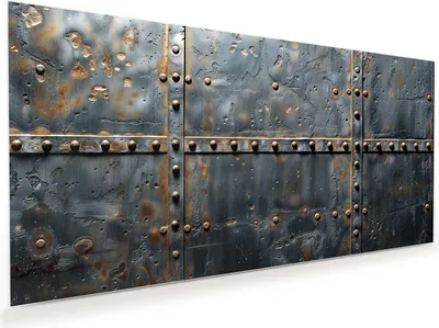 Produktbild von Glasbild 110x55cm in XXL für Wohnzimmer, Schlafzimmer Motiv Metalltür Design