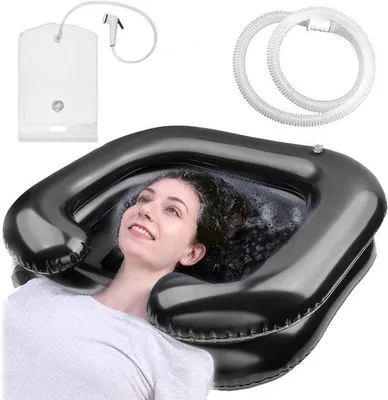 Produktbild von Ergonomischer Haarwaschbeutel für das Bett - mit federleichtem Duschkopf und schenkungsreichem Wasserbeutel - atmungsaktiver Haarkrebsbeutel - flexibler - anthrazit - perfekt für schwangere Frauen und Menschen mit gesundheitlichen Transporteinschränkungen.