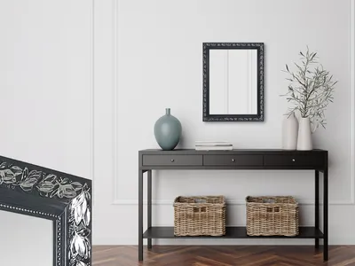 Produktbild von Wandspiegel TANJA Holzrahmen Schwarz-Silber 55x70cm