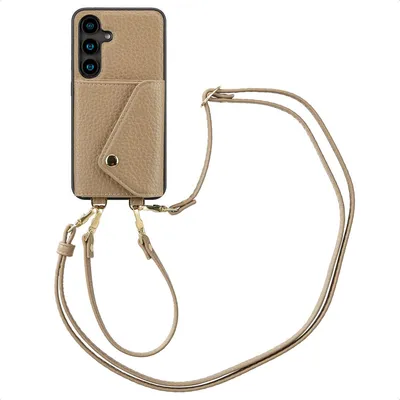 Zdjęcie produktu dla Etui na telefon Selencia Sera ze sznurkiem i kopertą na karty do Samsung Galaxy S24 - Taupe