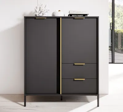 Produktbild von AX LIVING Modern Catanian 2T2S Highboard Anthrazit Kommode 103,3 cm
