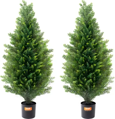 Obrázek produktu pro VEVOR Umělý topiary cedr, výška 91,4 cm (2 kusy), s dalšími listy a květináčem, umělá stálezelená borovice cypřiš, umělá zelená sada chráněná proti UV záření