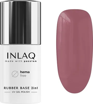 Produktbild von INLAQ® 2in1 Rubber Base Gel UV HEMA Free 6 ml - Gel Nagellack bis zu 95% Deckkraft Base Gel für Nagellack UV, Farbe Blush