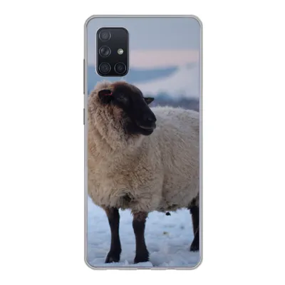 Produktbild von MuchoWow® Handyhülle Schutzhülle Hülle für Samsung Galaxy A71 Schaf - Schnee - Berg Silikon Softcase Handy Hülle - Kartenbesitzer