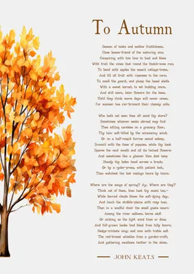 Wandkunst 'To Autumn' von Keats, Aquarellbaum, A4