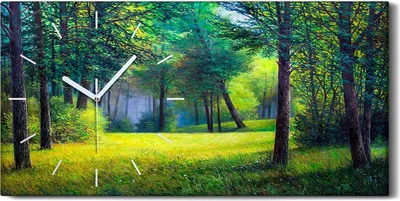 Produktbild von Küche Wohnzimmer Wand Leinwand Uhr 60x30 Wand Kunst Bild Malerei Landschaft - weiße Hände
