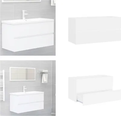 Obrázok produktu pre vidaXL Vanity unit white 90x38,5x45 cm materiál na báze dreva - Kúpeľňová skrinka - Kúpeľňové skrinky - Skrinky - Skrinky