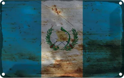 Produktbild von vianmo Blechschild 12x18 cm Guatemala Rost Flagge Fahne Wappen