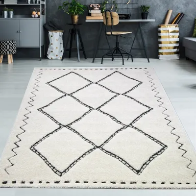 Produktbild von Flauschiger Teppich in creme schwarz Größe - 160 x 230 cm