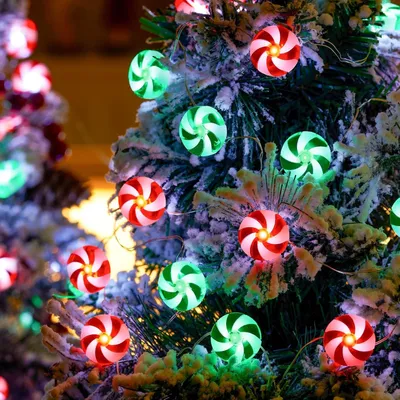 LED-Lichterkette 3 m, 20 Zuckerstangen, Weihnachtsdeko