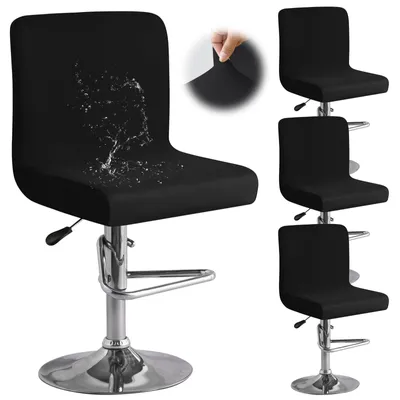 Obrázek produktu pro Elastické potahy na židle - 4 kusy - Potah na jídelní židle - Opěradlo do 45 cm - Černá - Ochrana proti poškrábání