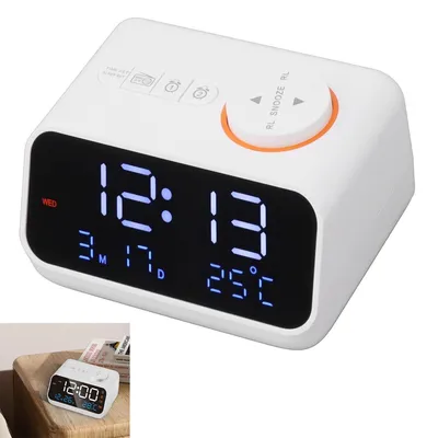 Produktbild von Digitaluhr,FM-Radio-LED-Wecker, Digitalwecker mit Digitalanzeige, Kalenderfunktion und umfassender Klimaüberwachungsfunktion, Weiß
