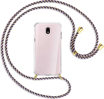 Produktbild von Handykette Backcover-Schutzhülle mit Band (Metall goldfarben) für Samsung Galaxy J5 2017 - blau+beige