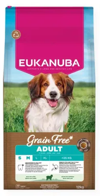 Zdjęcie produktu dla EUKANUBA Grain Free Adult z Jagnięciną 12kg Sucha Karma Dla Dorosłych Psów Małych i Średnich Ras