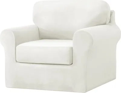 Produktbild von 1-Sitzer-Sofabezug mit separaten Kissen- und Rückenlehnenbezügen, 3-teiliger Stretch-Sofabezug, Sesselbezug, Ersatz-Möbelschutz (Stuhl, Weiß)
