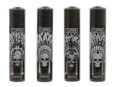 Produktbild von Clipper 4er Set Feuerzeuge Indian Skulls