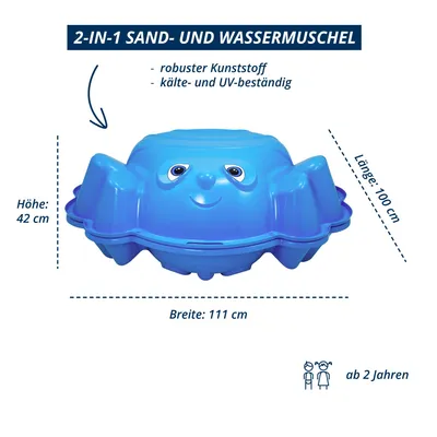 Produktbild von KHW Sand- und Wassermuschel Beach Bee aus hochwertigem Kunststoff, UV-/wetterbeständig, stabil, Farbe: iceblue.