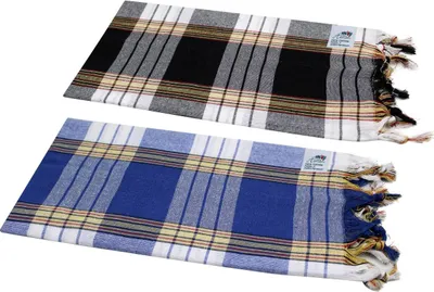 Produktbild von Saunatuch Hamamtuch Set 2 Stück kariert blau, schwarz
