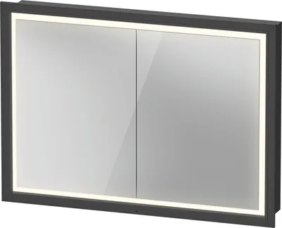 Image de Duravit L-Cube armoire de toilette avec éclairage LED, graphite mat, 1000x155x700mm, 2 portes, Touch-LED, prise F, LC7652049490000