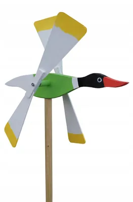 Imagen del producto de Molino de viento de madera "Pato" – Decoración para jardín y elemento disuasorio, 120 cm
