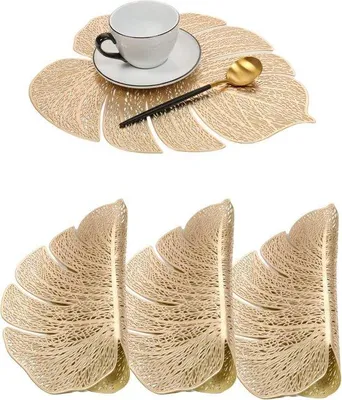 Produktbild von Famanu Platzsets Set von 4 - Schildkrötenblatt - PVC - Hitzebeständig - Antirutsch - Esszimmer