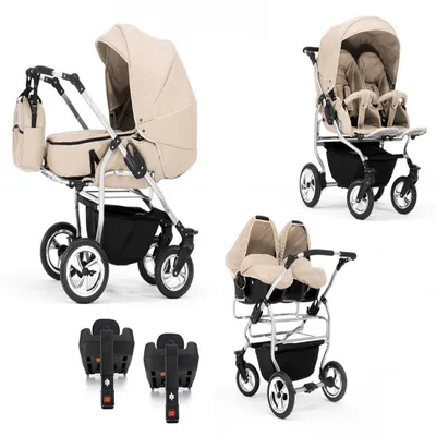 Produktbild von Zwillingskinderwagen 5 in 1 Duo inkl. Autositze und Iso Bases - 14 Teile -  in 20 Farben