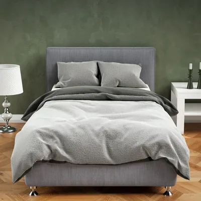Produktbild von Teddy Plüsch Bettwäsche 135x200 cm Warme Winter Uni Wende Bettbezug Flauschig Anthrazit Grau 4 teilig