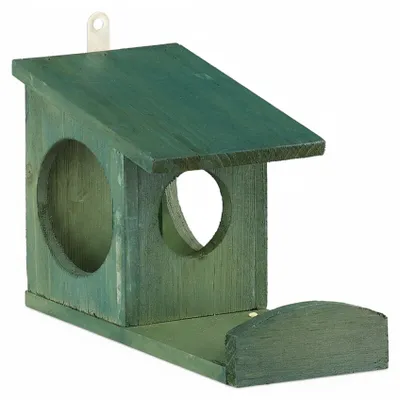 Produktbild von Relaxdays Eichhörnchen Futterhaus, Futterkasten für Eichhörnchen, zum Aufhängen, Holz, HBT 17,5 x 14 x 25 cm, dunkelgrün