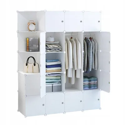 Image de Armoire modulaire Armoire suspendue Xxl Etagères blanches Portemanteau