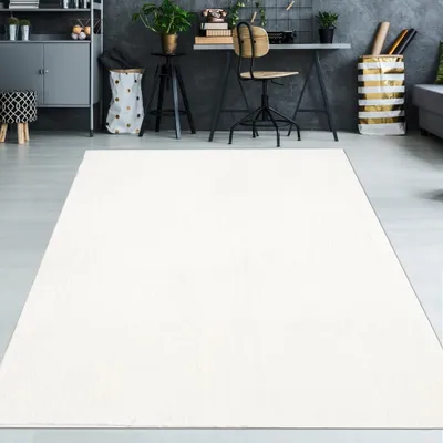 Produktbild von Einfarbiger Teppich Wohnzimmer Waschbar Pflegeleicht im modernem Design in creme Größe - 200 x 280 cm