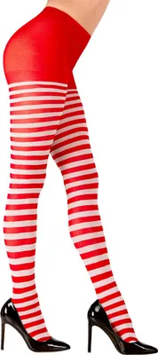 Produktbild von Schneeflockenstrumpfhose Rot Weiß Streifen 70 DEN