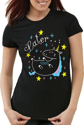 Produktbild von style3 Later Sleepy Unicorn Damen T-Shirt Einhorn, Farbe:Schwarz, Größe:2XL