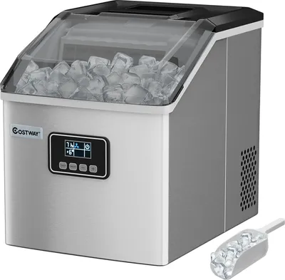 Immagine prodotto di Macchina per cubetti di ghiaccio COSTWAY da 2,4 L, produce 22 kg in 24 ore, produce 24 cubetti in 15 minuti, include paletta, timer e funzione di autopulizia