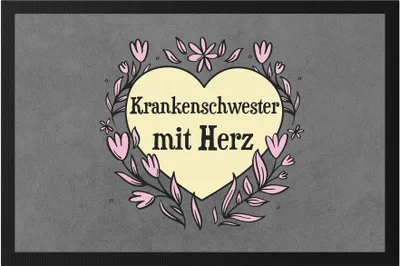 Produktbild von Krankenschwester mit Herz Fußmatte  Geschenkidee Zum Danke Sagen Beste Krankenschwester