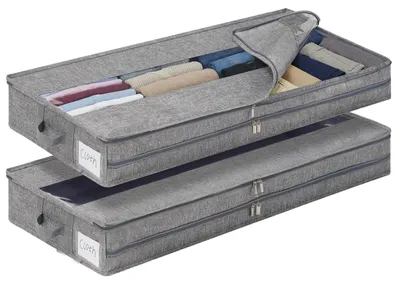 Unterbett-Aufbewahrungsboxen, 2er Set, 85x40x12 cm, mit Reißverschluss