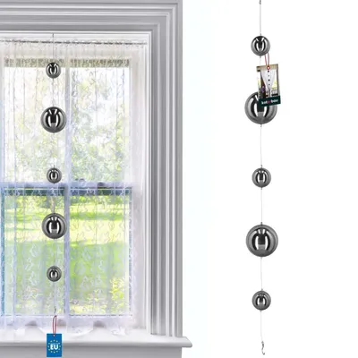 Image de KOTARBAU® Guirlande décorative effet miroir Sphères en acier argenté Ø 6 cm / Ø 10 cm haute brillance Décoration de fenêtre suspendue moderne Sphère miroir Décoration Guirlande fenêtre Mirrorball