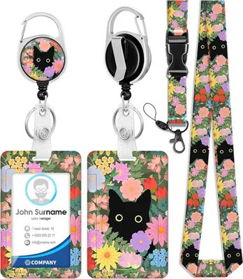 Produktbild von Ausweishülle mit Band, Niedlicher Katzenkartenhalter, Ausziehbarer Schlüsselanhänger Badge Holder, Id Badge Holder Breakaway Lanyard für, für Schlüsselanhänger, Visitenkarten, Türkarten, Ausweise