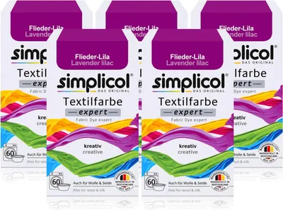 Produktbild von Simplicol Textilfarbe expert Flieder-Lila 150g - Farbe zum Färben (5er Pack)